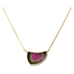 Handmade Tourmaline Watermelon Necklace