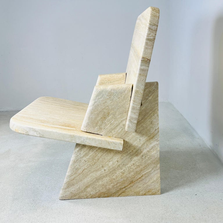 Handmade Travertine Throne Chair For Sale at 1stDibs