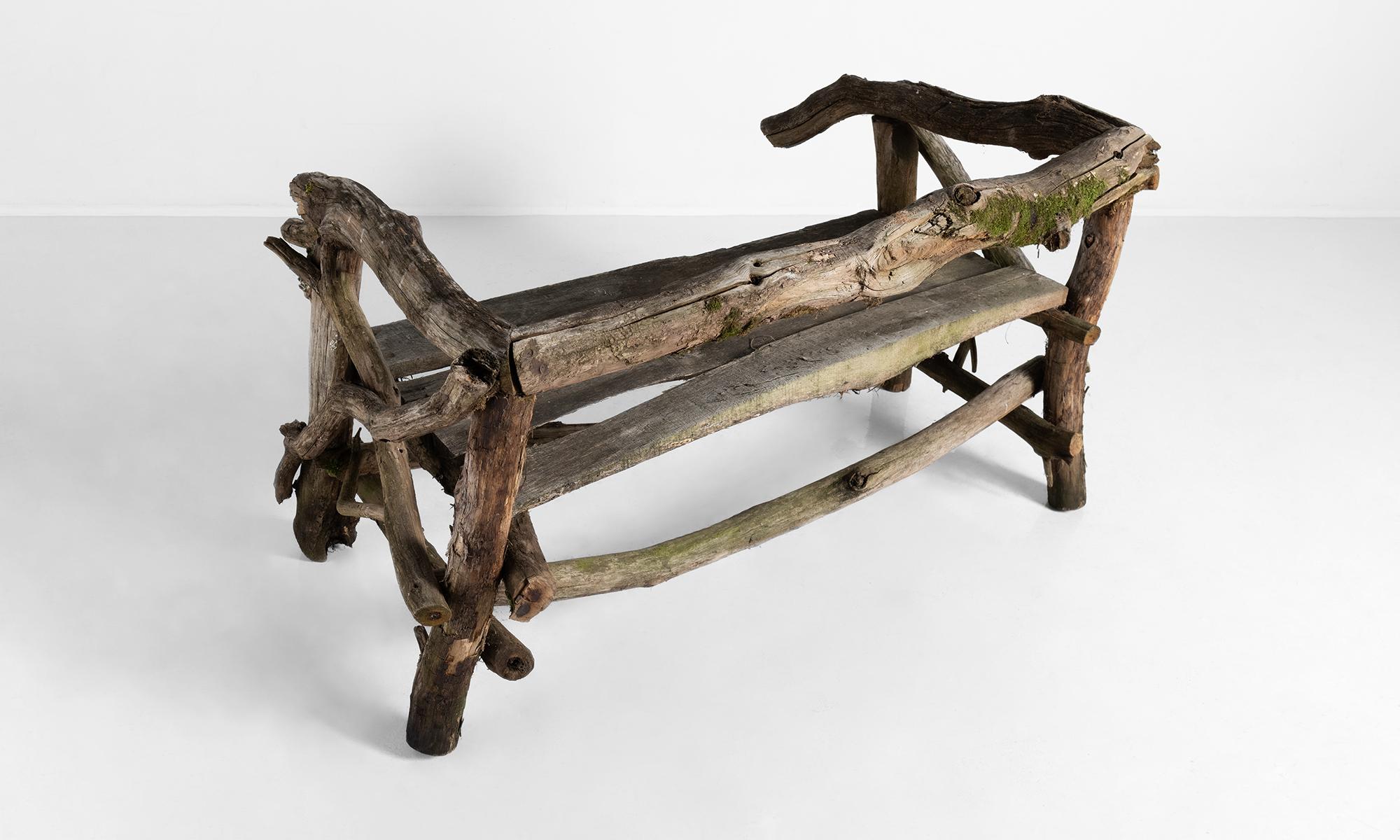 Handmade Tree Branch Garden Bench, France circa 1940. 1