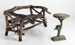 Handmade Tree Branch Garden Bench, France circa 1940.