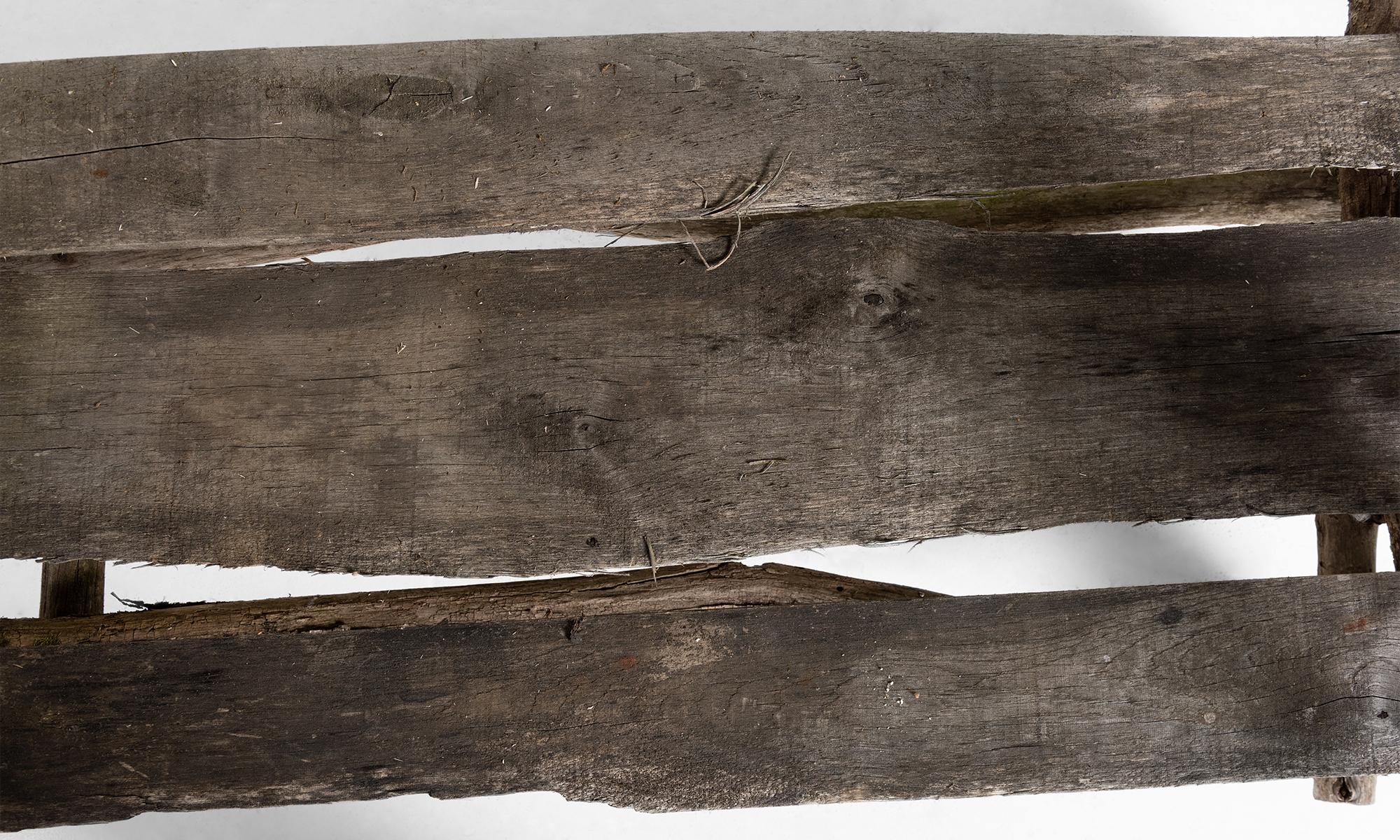 Handmade Tree Branch Garden Bench, France circa 1940. In Distressed Condition In Culver City, CA