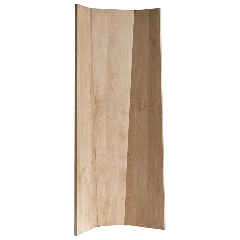 Handmade Tri-Fold Solid Maple Folding Screen or Room Divider For Sale