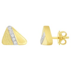 Handmade Triangle Earrings with Diamonds in 18 Karat Yellow Gold