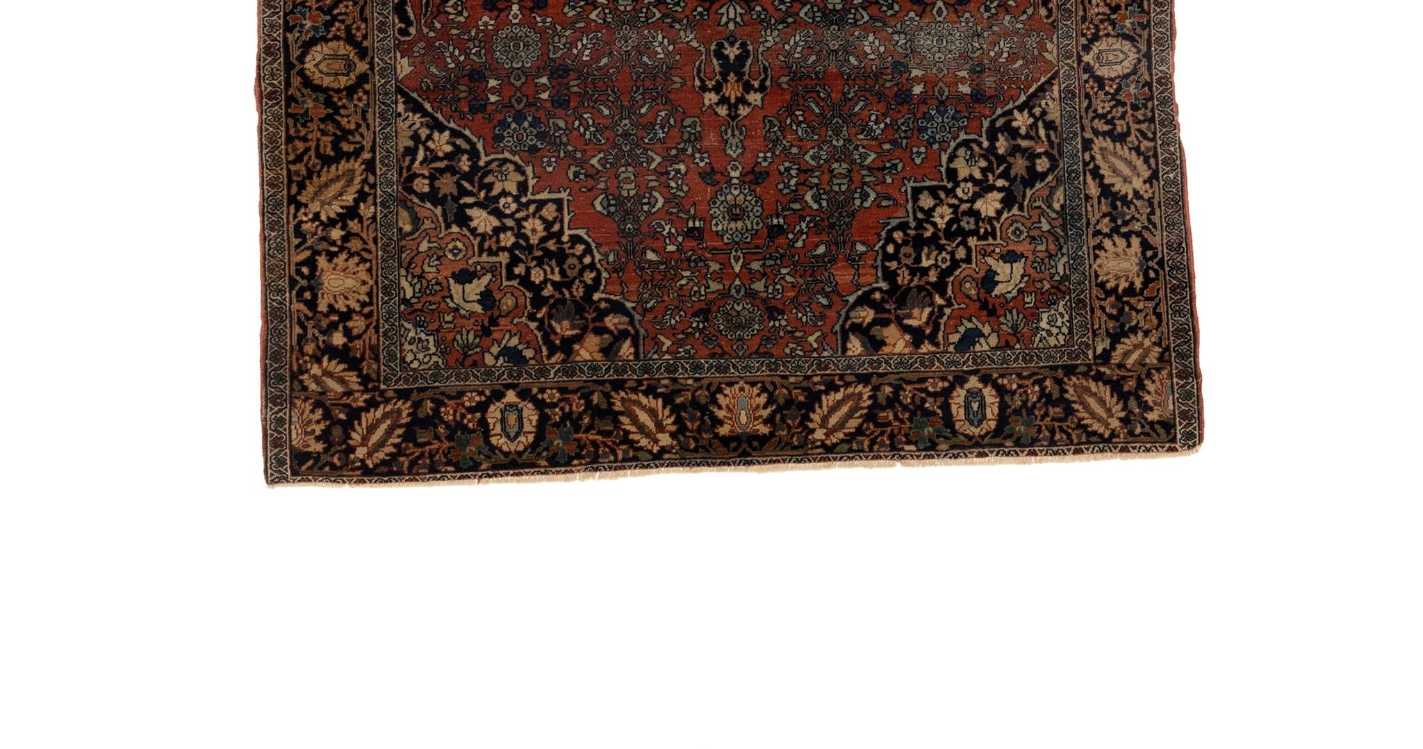 Handmade Tribal Red Blue Floral Rug In Good Condition For Sale In Los Angeles, CA