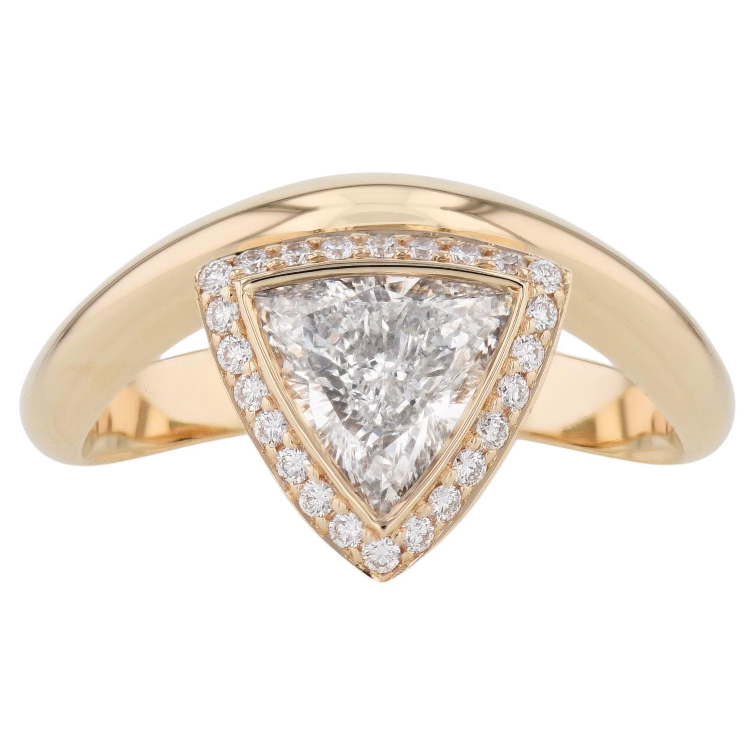 Handmade Trillion Diamond Rose Gold Engagement Ring For Sale