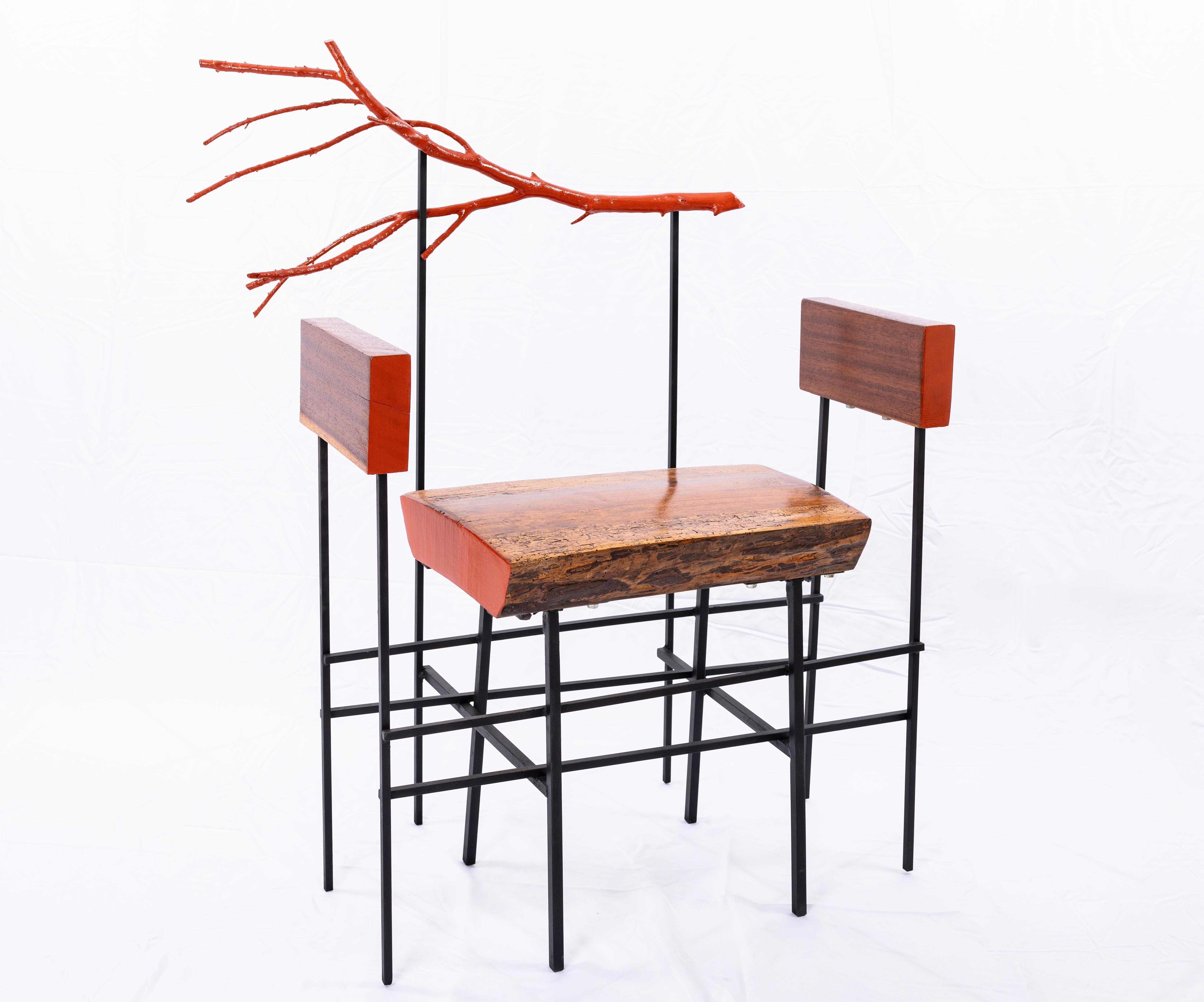 Handmade Trono Del Re Del Vento by Le Meduse
Unique piece
Dimensions: W 95 x D 55 x H 113 cm
Materials: Iron, Exotic Woods, Red-Lacquered Boxwood.

Each model is unique because it is handmade, it can be reproduced in a similar but not identical