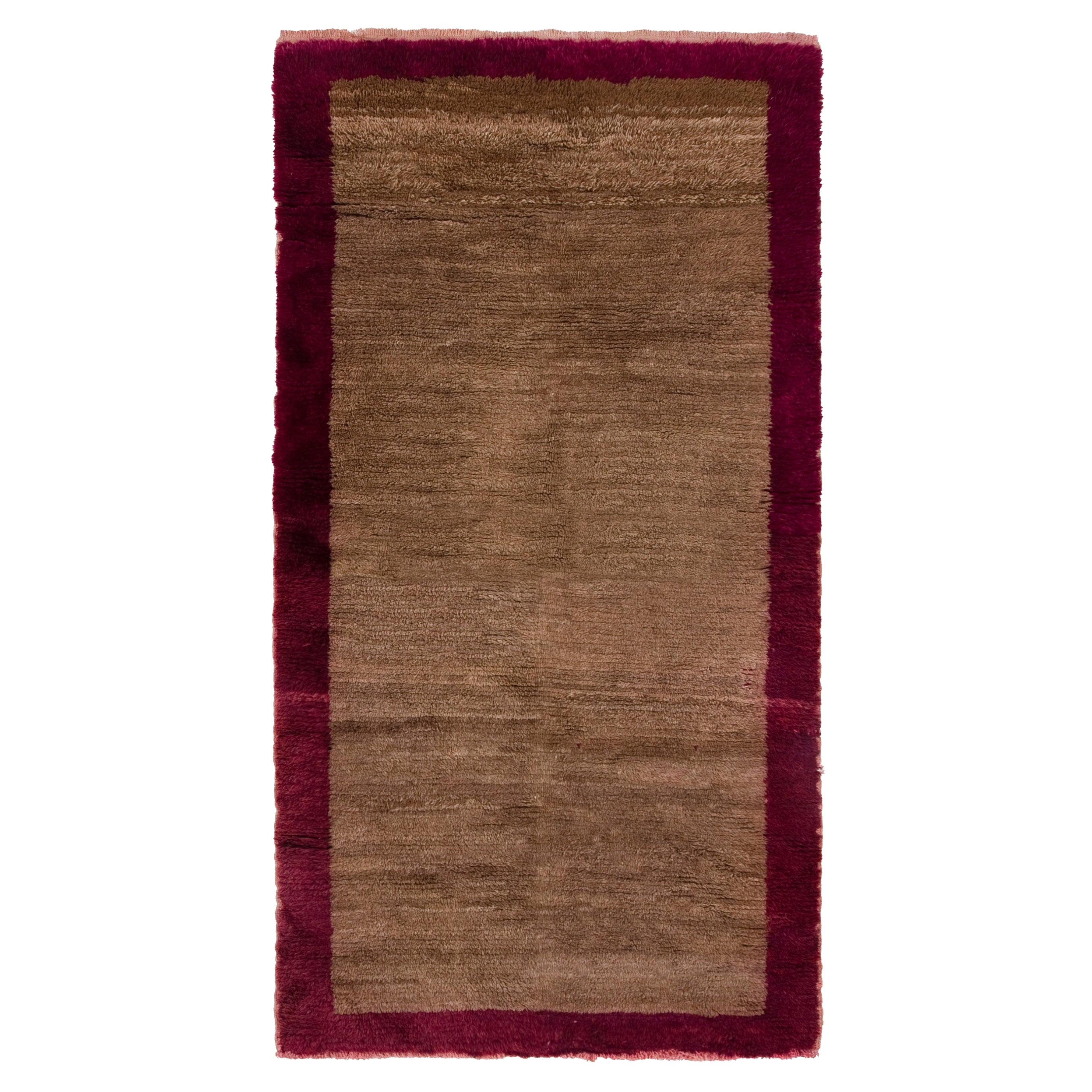 Handmade Tulu Rug with Brown Field & Red Border. 100% Wool. Custom Options Aval.