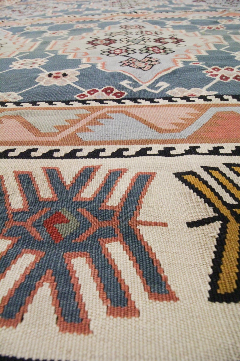 Handmade Turkish Antique Kilim Rug Traditional Flat Woven Wool Carpet ...