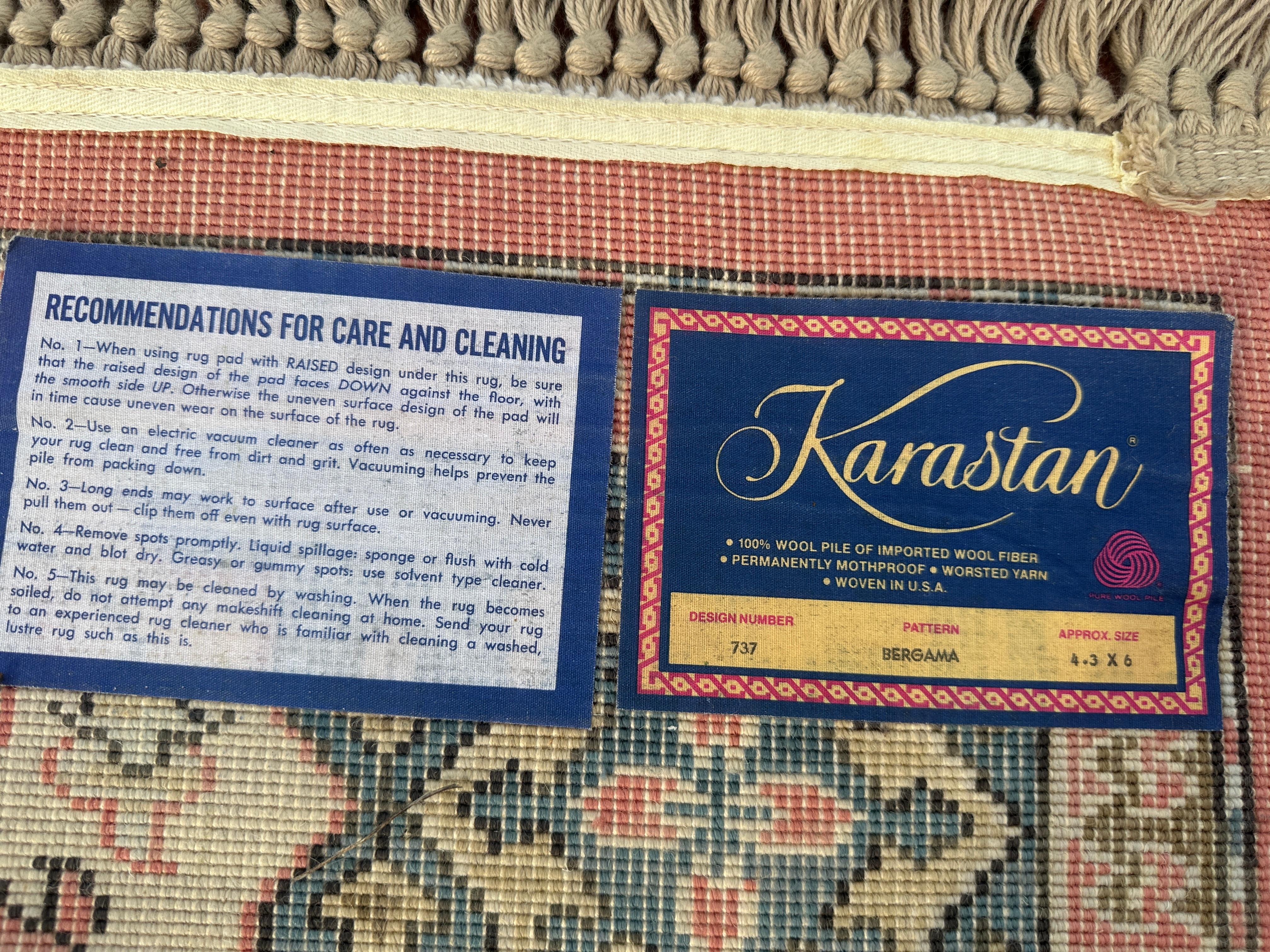 Américain Tapis turc Bergama Karastan fait main des années 1980 - W5234 en vente