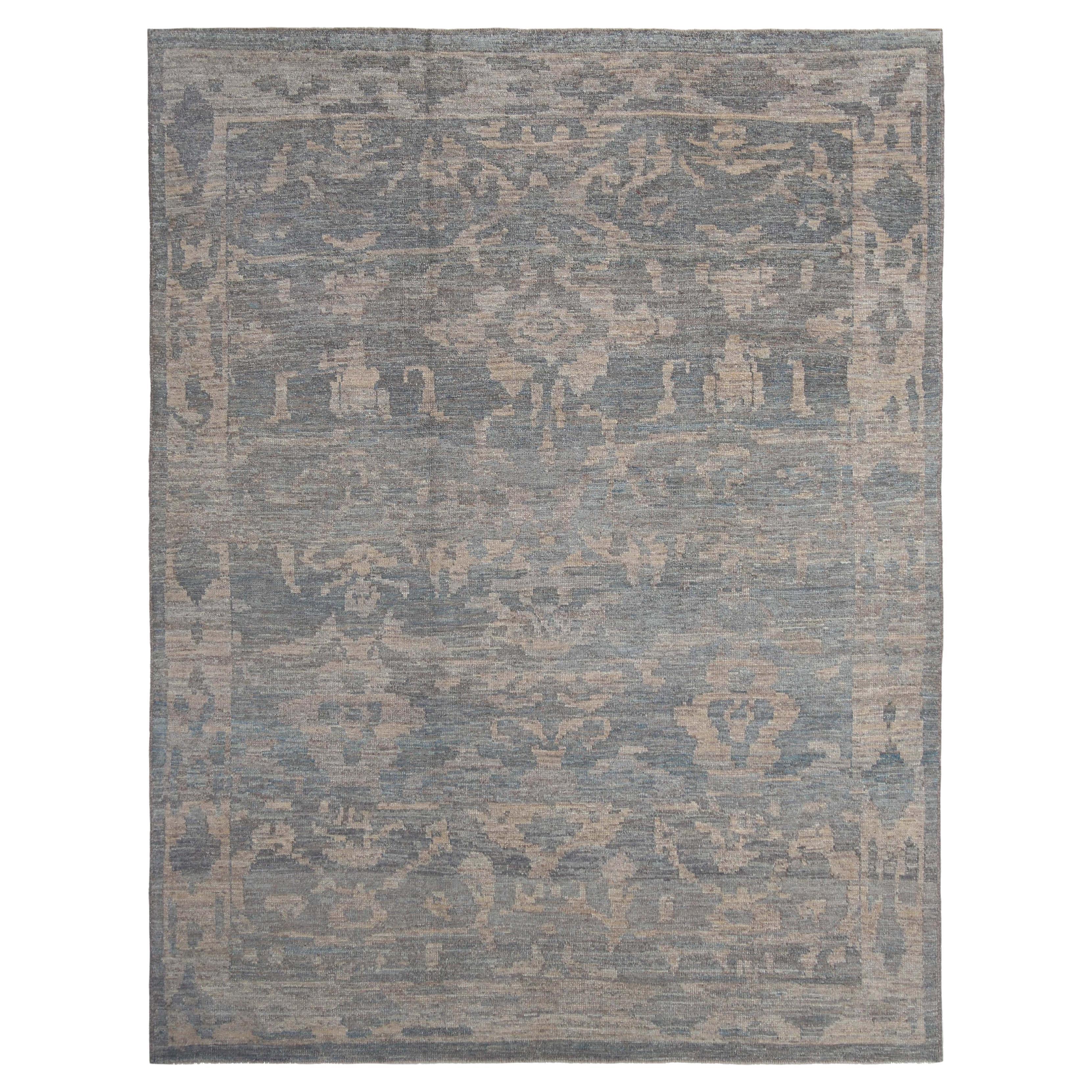 Handmade Turkish Oushak Rug with a Modern Twist