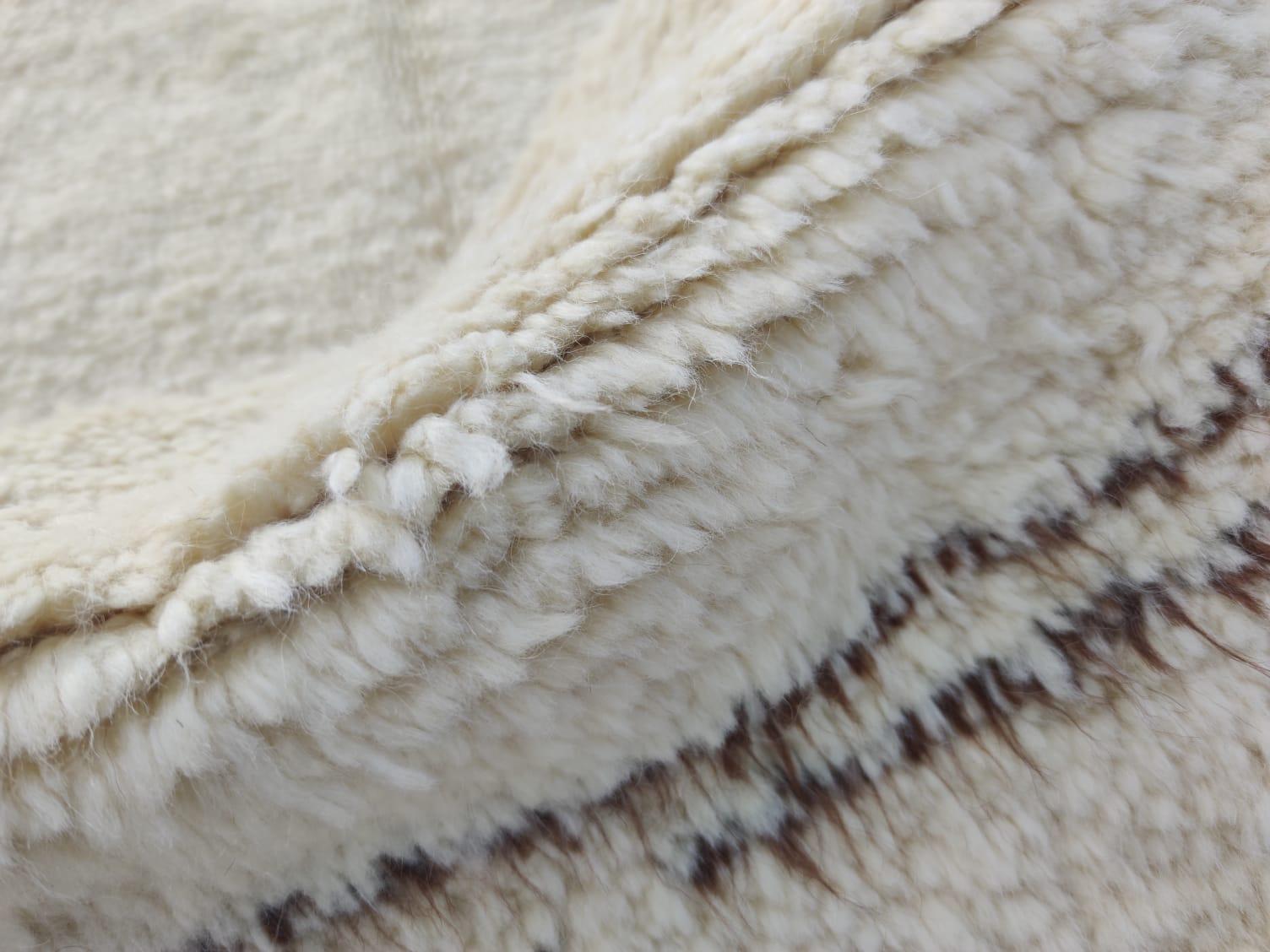 Contemporary Handmade Turkish Tulu Rug, 100% Natural Un-Dyed Wool, Modern Scandinavian Carpet For Sale