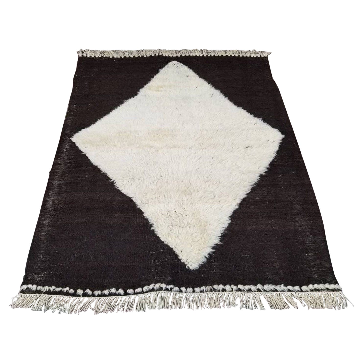 6'x9' handgefertigter türkischer „Tulu“-Teppich in Braun & Beige. 100 % Wolle. Maßgefertigte Optionen A.