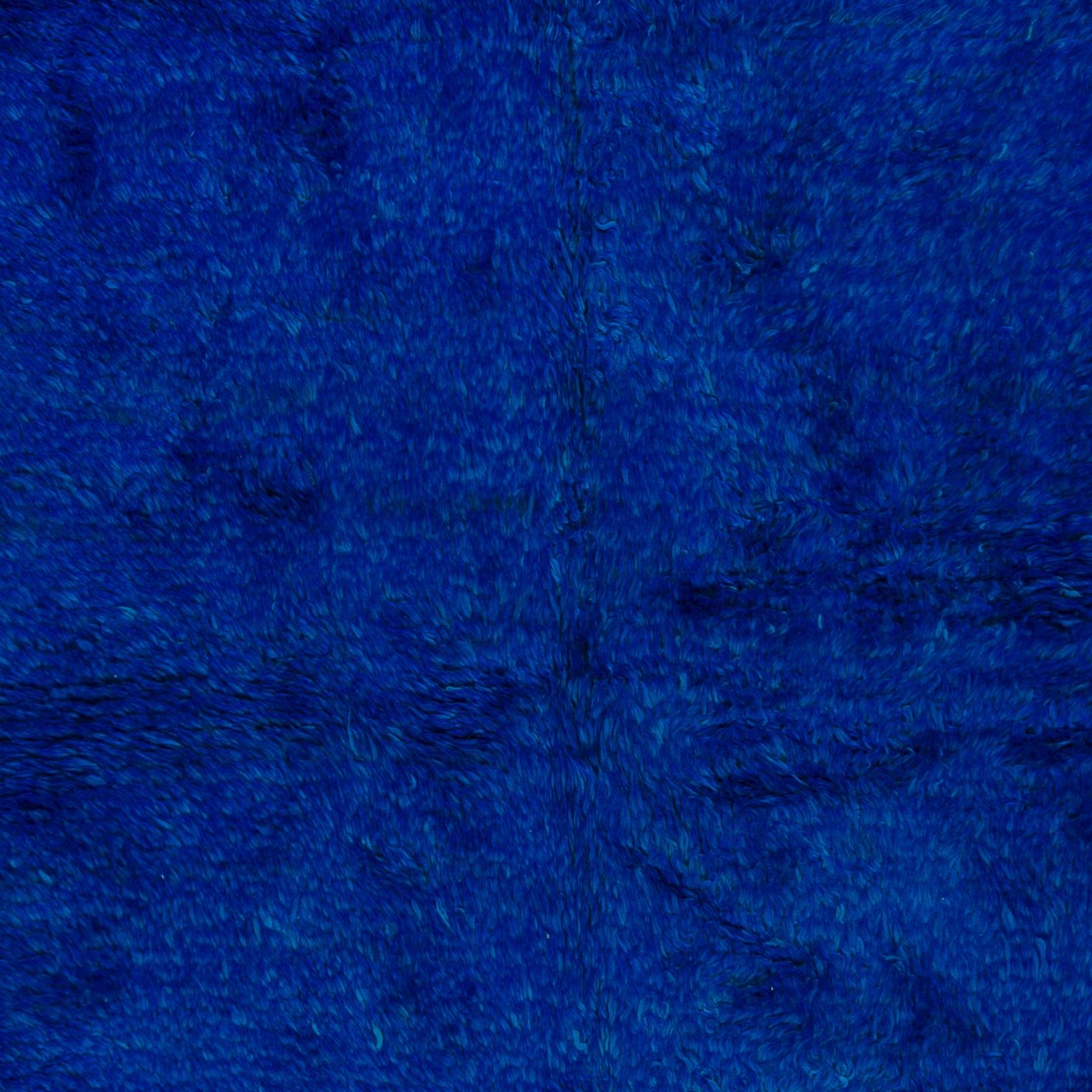 Turco Tappeto turco Tulu fatto a mano in blu indaco, 100% lana, opzioni personalizzate disponibili in vendita