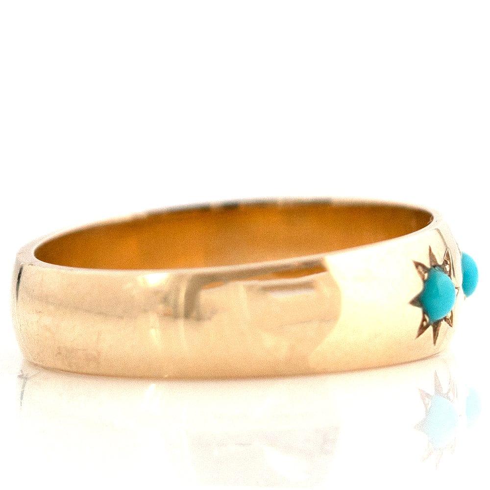 For Sale:  Made to Order Turquoise 18ct Gold Star Set Ring 8