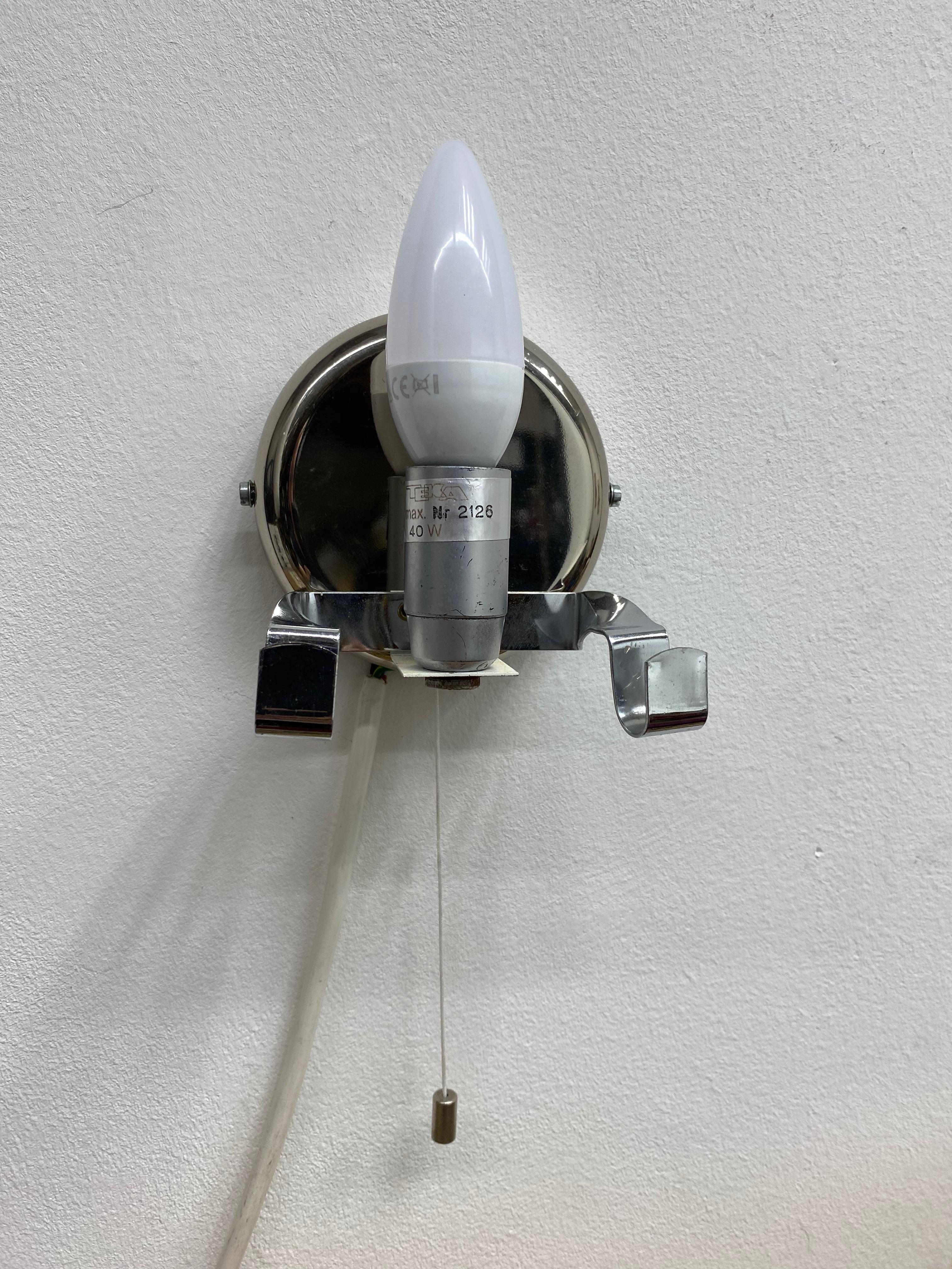 Handmade Uchiwa and Chrome Fixture Wall Sconce, Germany, 1970s For Sale 6
