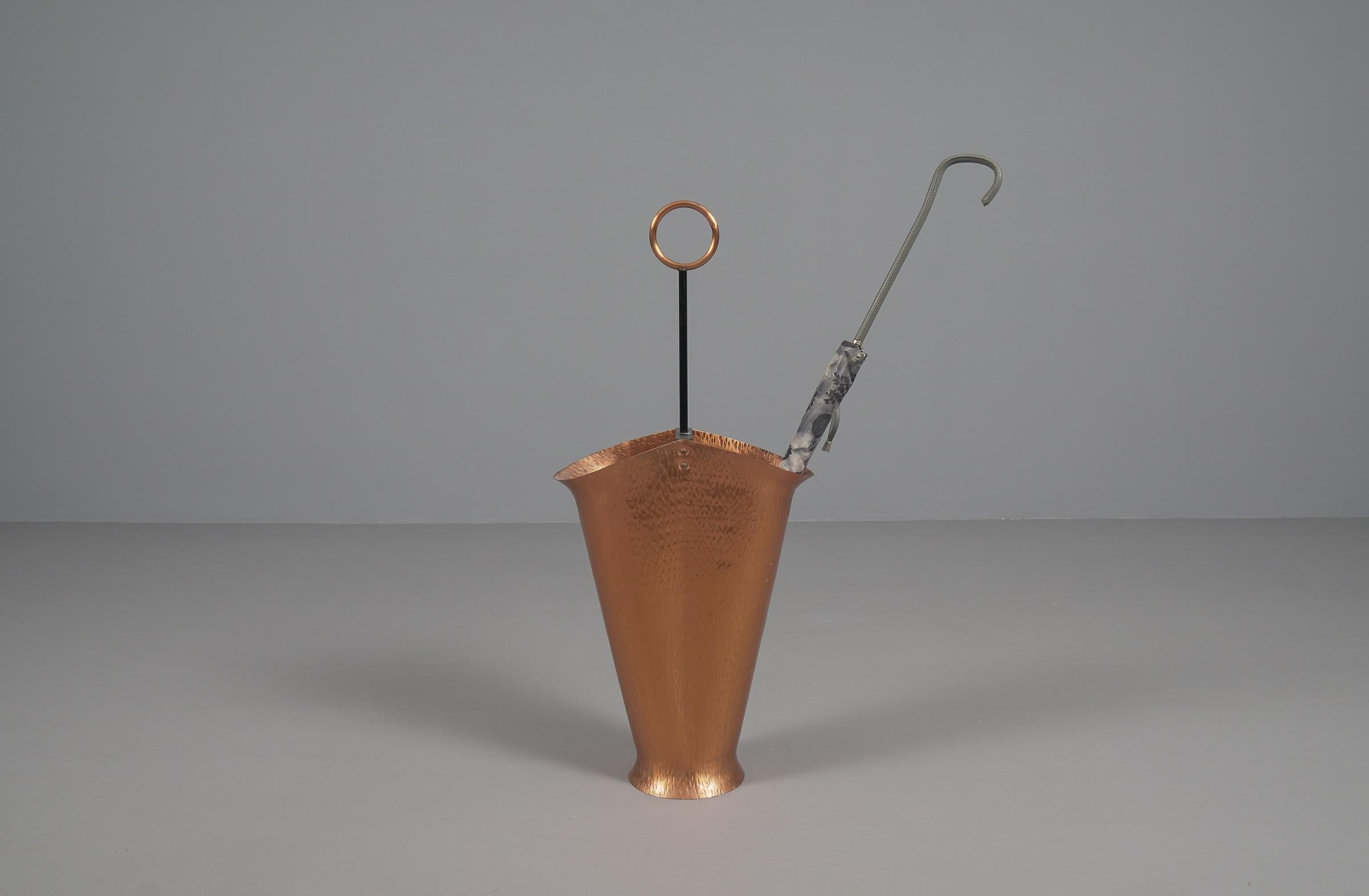 Hand-Crafted Handmade Umbrella Stand in Copper and Brass, 1960s, Austria For Sale