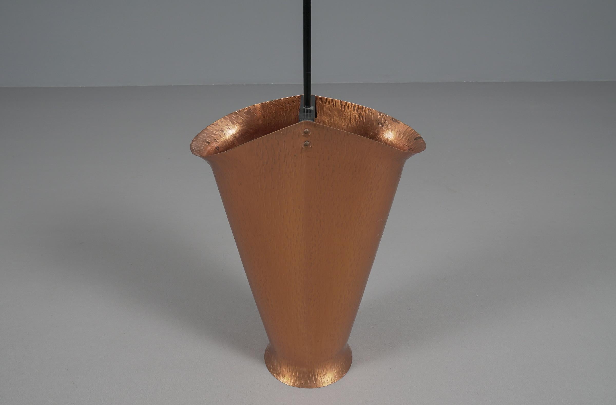 Mid-20th Century Handmade Umbrella Stand in Copper and Brass, 1960s, Austria For Sale