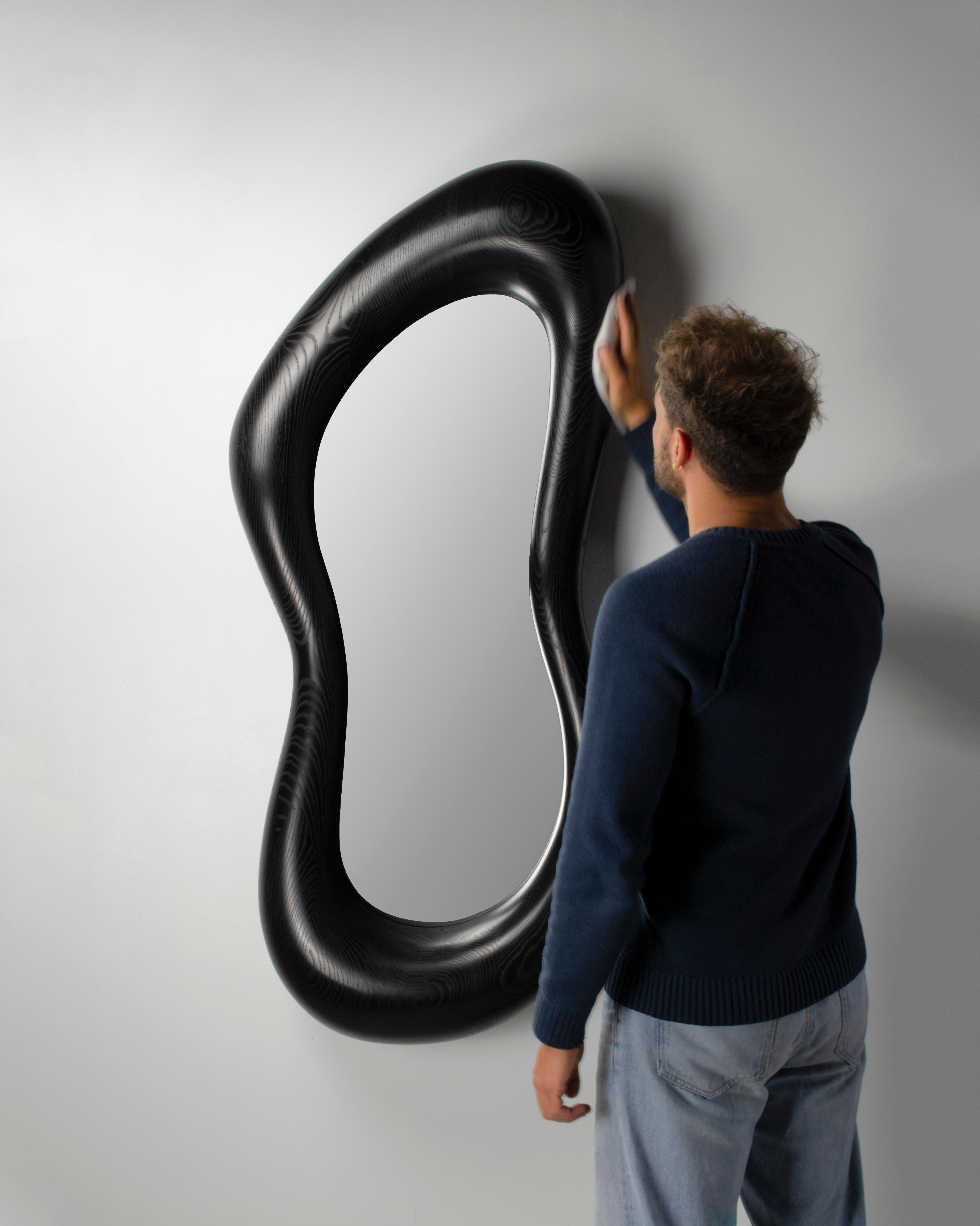 Modern Handmade Unique Ash Hanging Mirror by Maxime Goléo For Sale