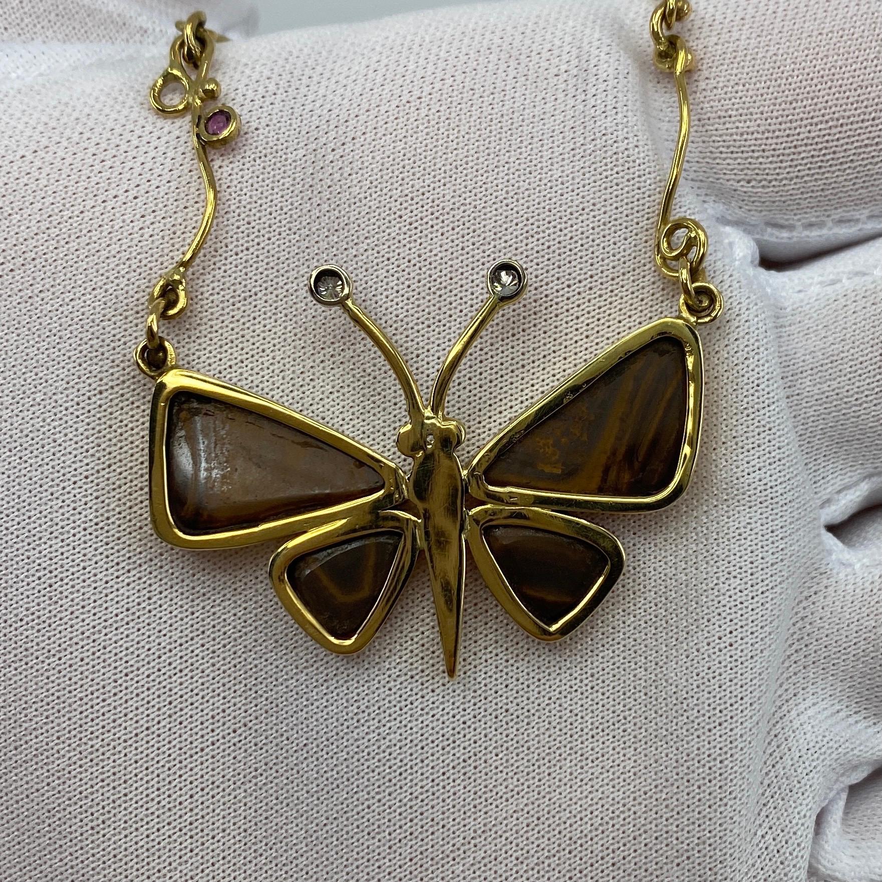 Handmade Unique Australian Black Opal Diamond & Sapphire Butterfly Gold Necklace For Sale 7