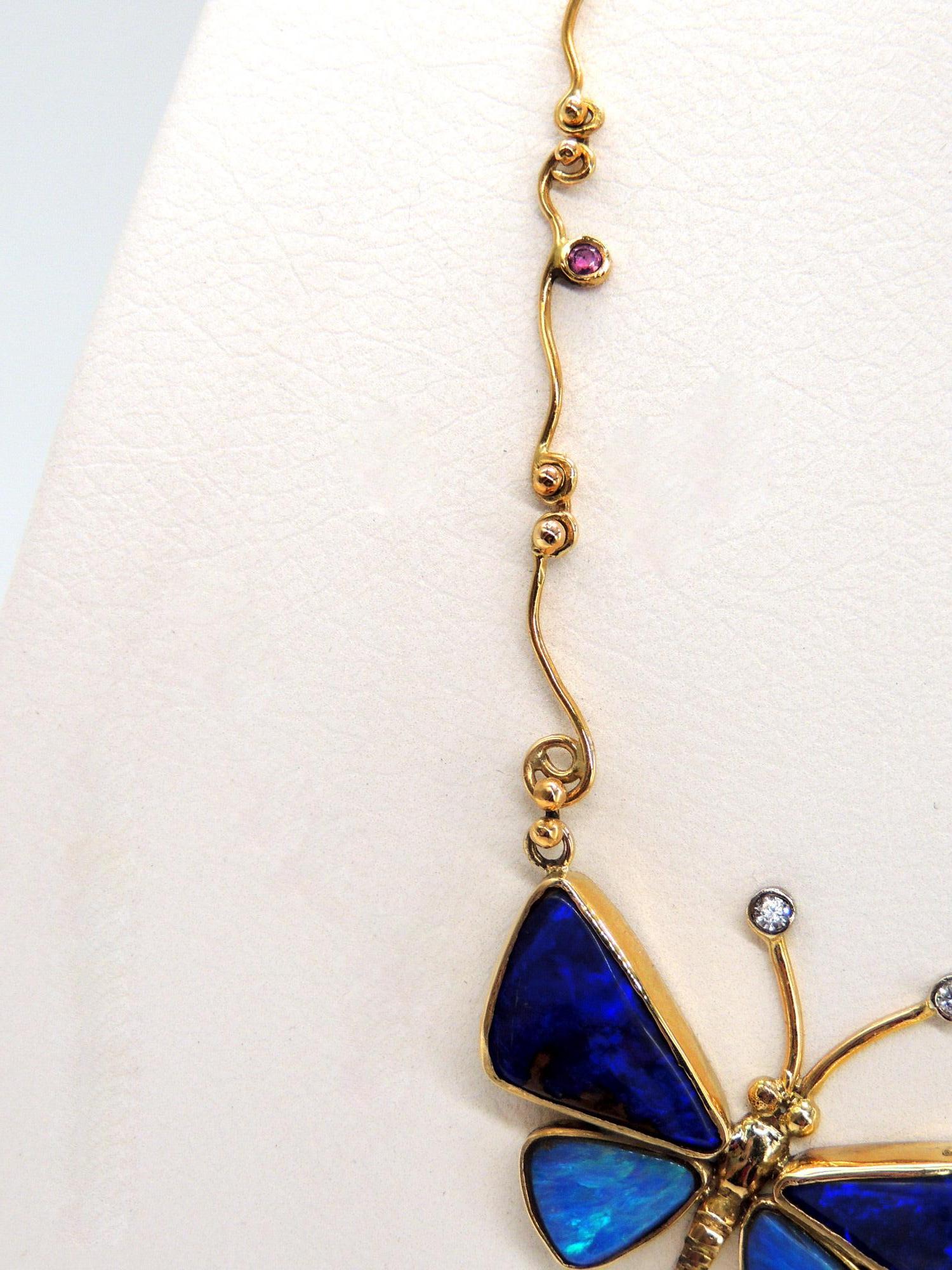 blue butterfly gold necklace