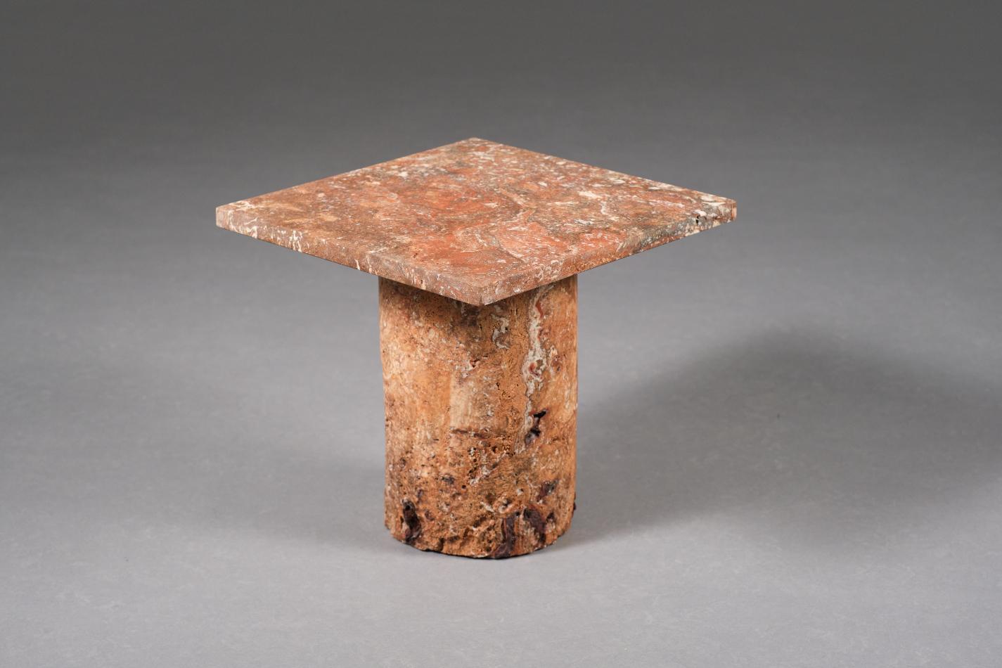 Side Table Handmade Unique Rusty Red Coral Travertine by Josep Vila Capdevila In New Condition For Sale In Barcelona, ES