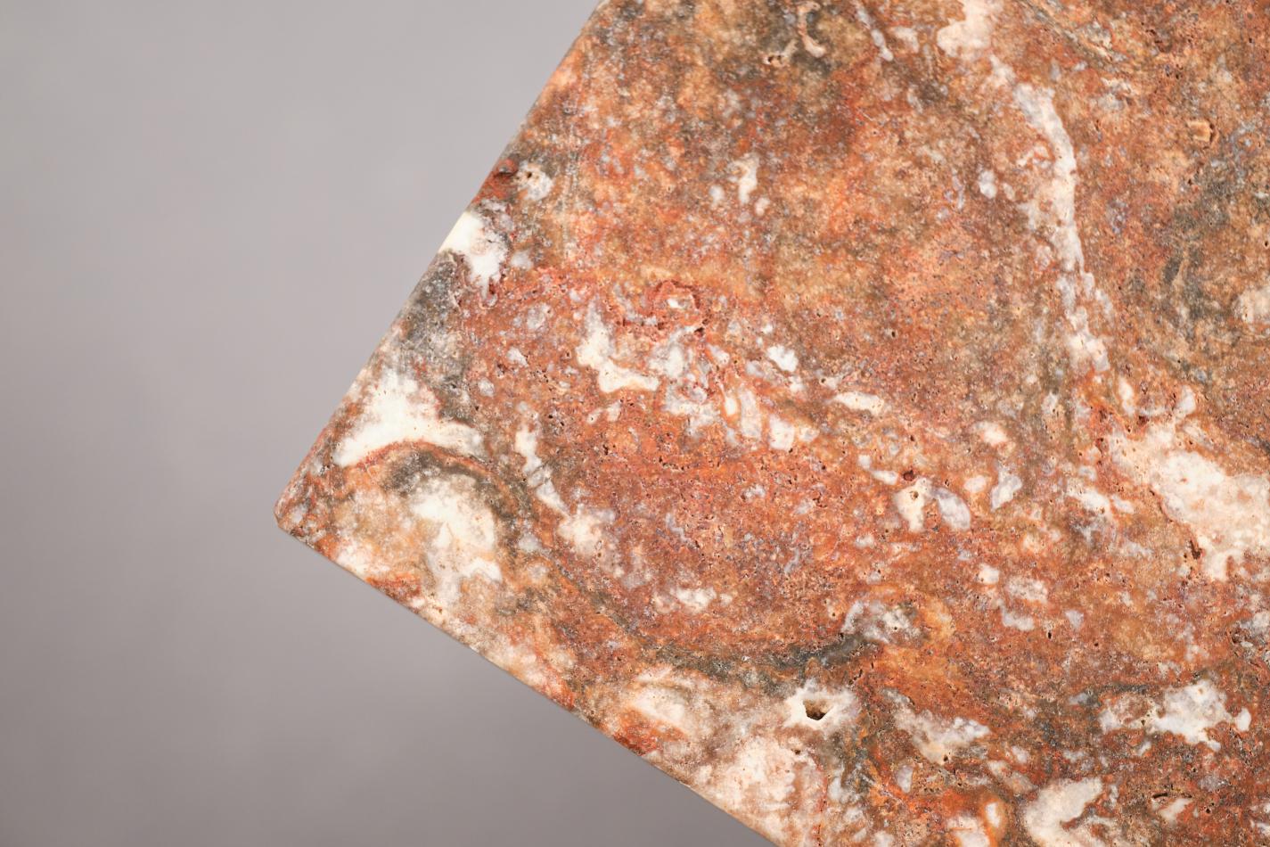 Side Table Handmade Unique Rusty Red Coral Travertine by Josep Vila Capdevila For Sale 1