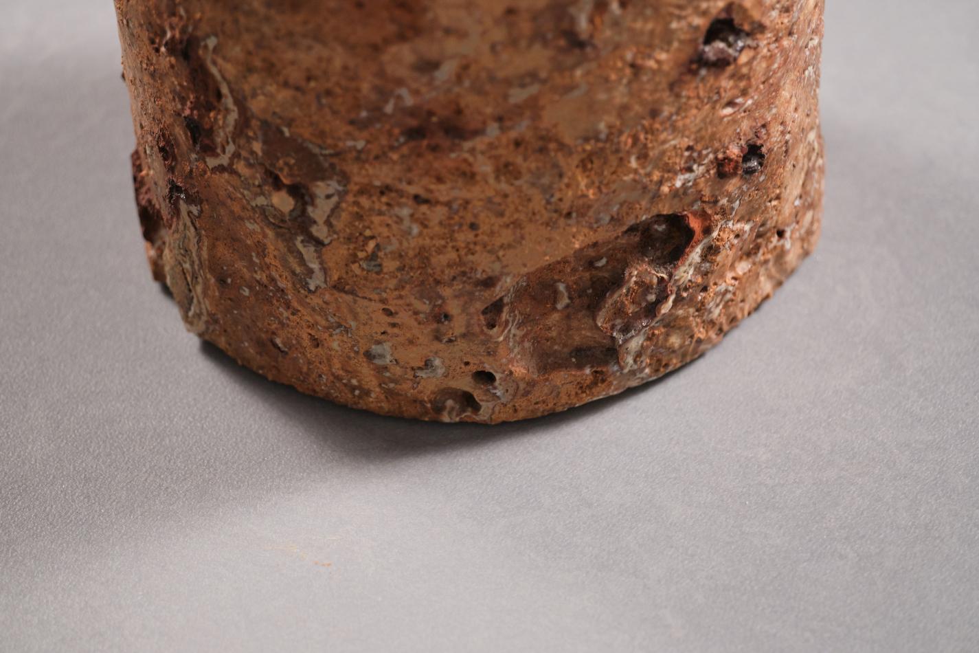 Side Table Handmade Unique Rusty Red Coral Travertine by Josep Vila Capdevila For Sale 2