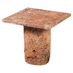 Side Table Handmade Unique Rusty Red Coral Travertine by Josep Vila Capdevila