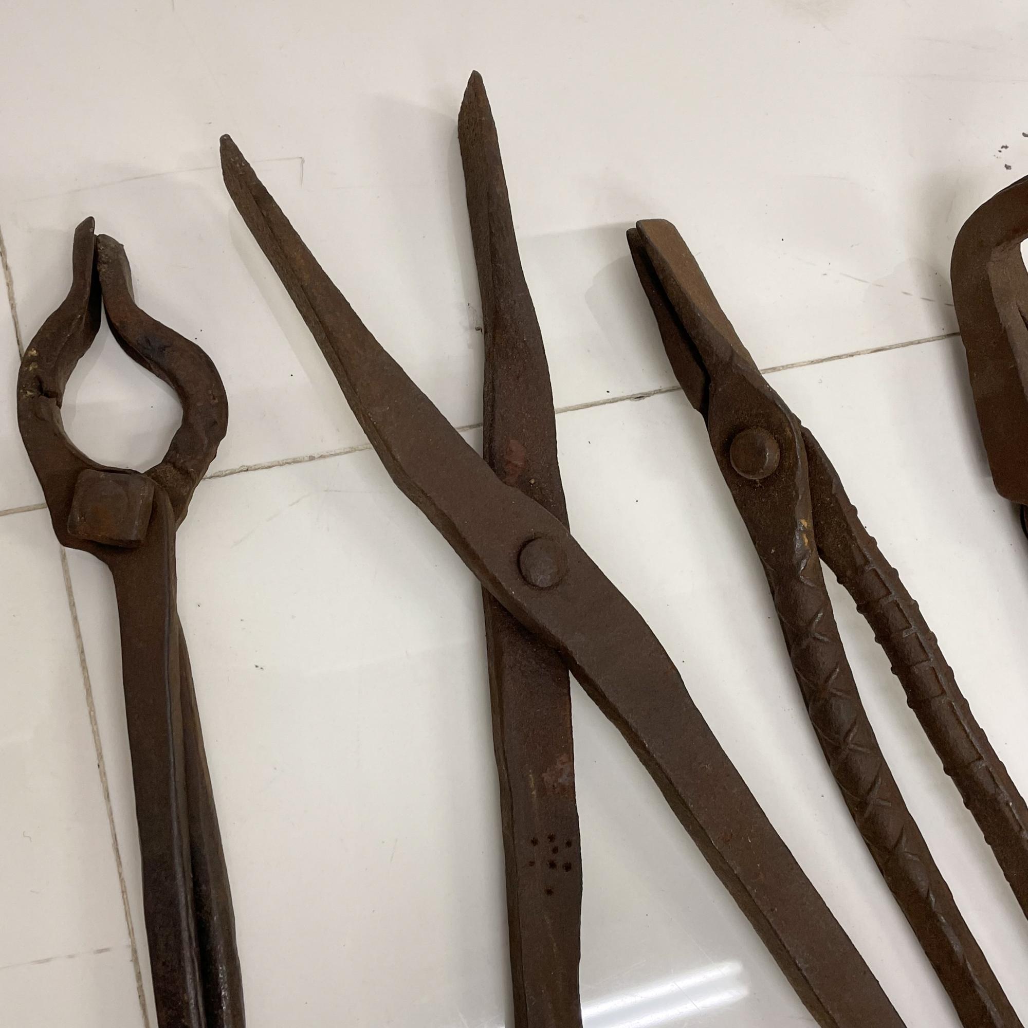 Handmade Unique Set of 9 Antique Iron Worker Tools Blacksmith