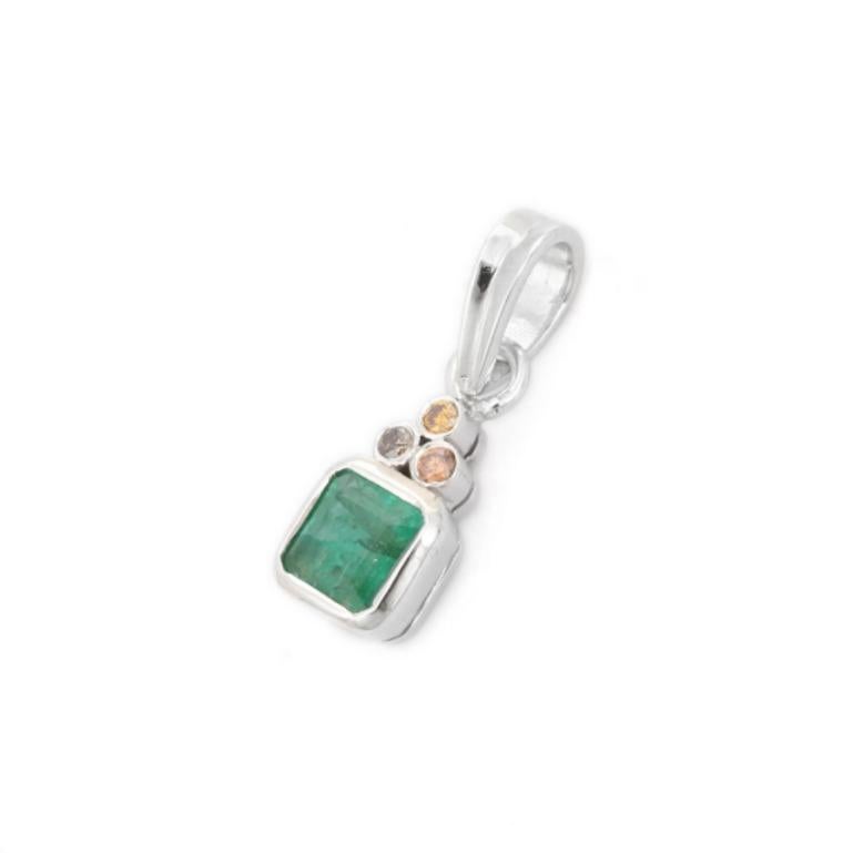This Unisex Handmade Unisex Emerald Diamond Everyday Pendant Gift is meticulously crafted from the finest materials and adorned with stunning emerald which enhances communication skills and boosts mental clarity. 
This delicate to statement