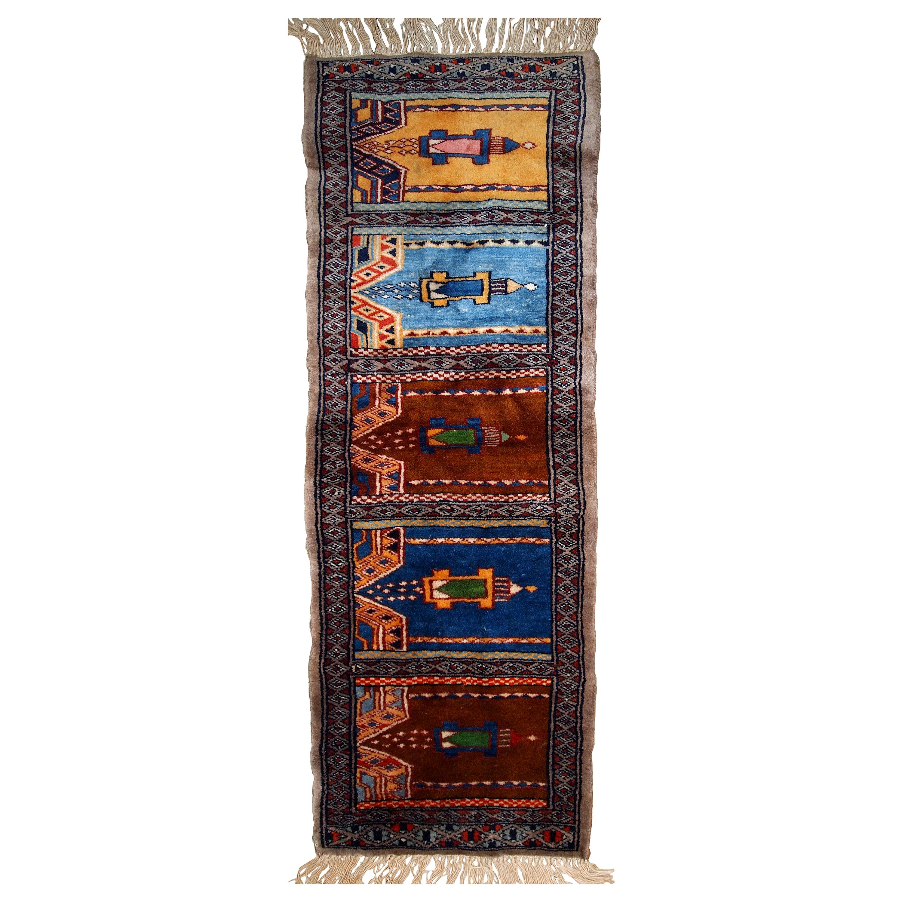 Handmade Uzbek Bukhara Berber Rug, 1970s, 1C636