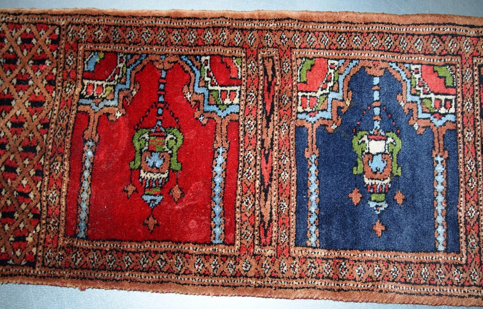 Wool Handmade Uzbek Bukhara Prayer Rug, 1970s, 1C637