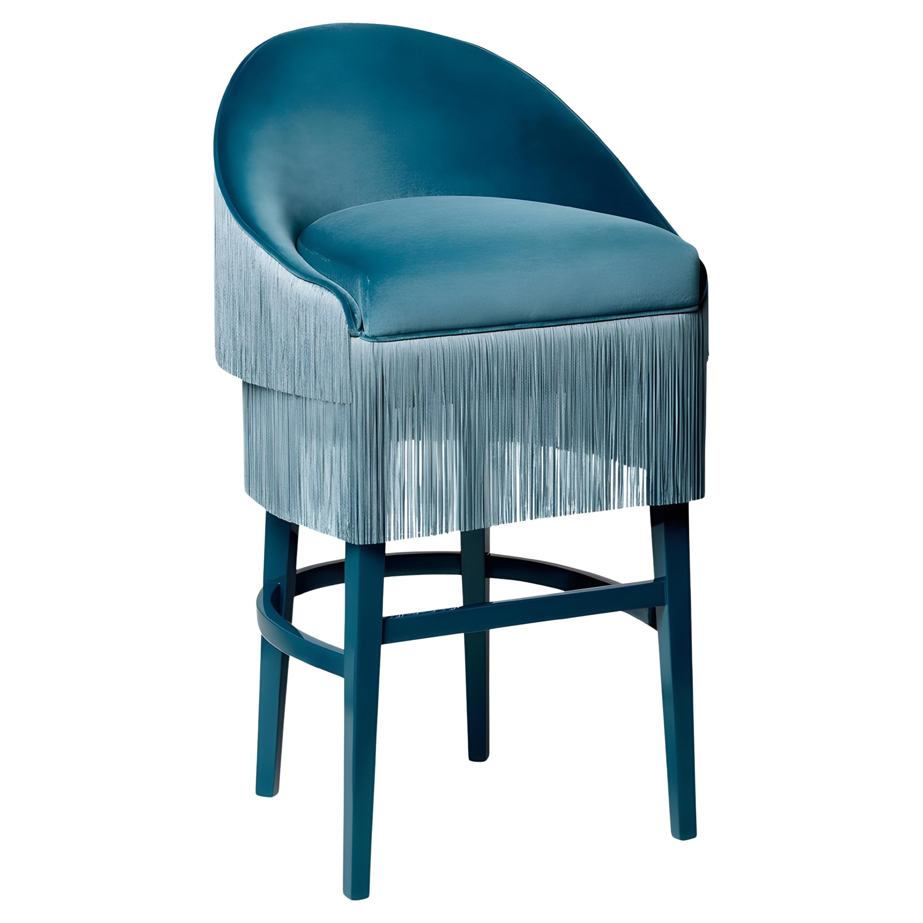 Tabouret de bar à franges fait main proposé en velours