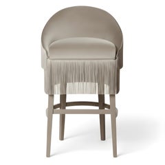 Handmade Velvet Barstool with Modern Fringes By Munna Design