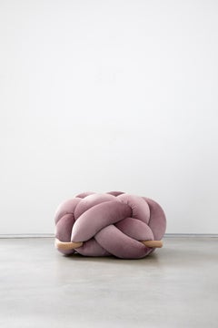 Handmade Velvet Mauve Knot Ottoman 30X30 inch by Knots Studio