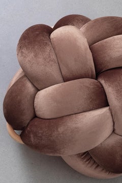 Handmade Velvet Truffle Knot Ottoman 30X30 inch by Knots Studio