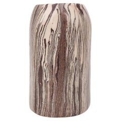 Handmade Vertical Stripes Nerikomi Ceramic 'Vanilla Bean' Vase by Fizzy Ceramics