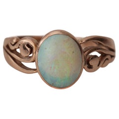 Handmade Victorian 9 Karat Yellow Gold Opal Ring, circa 1880