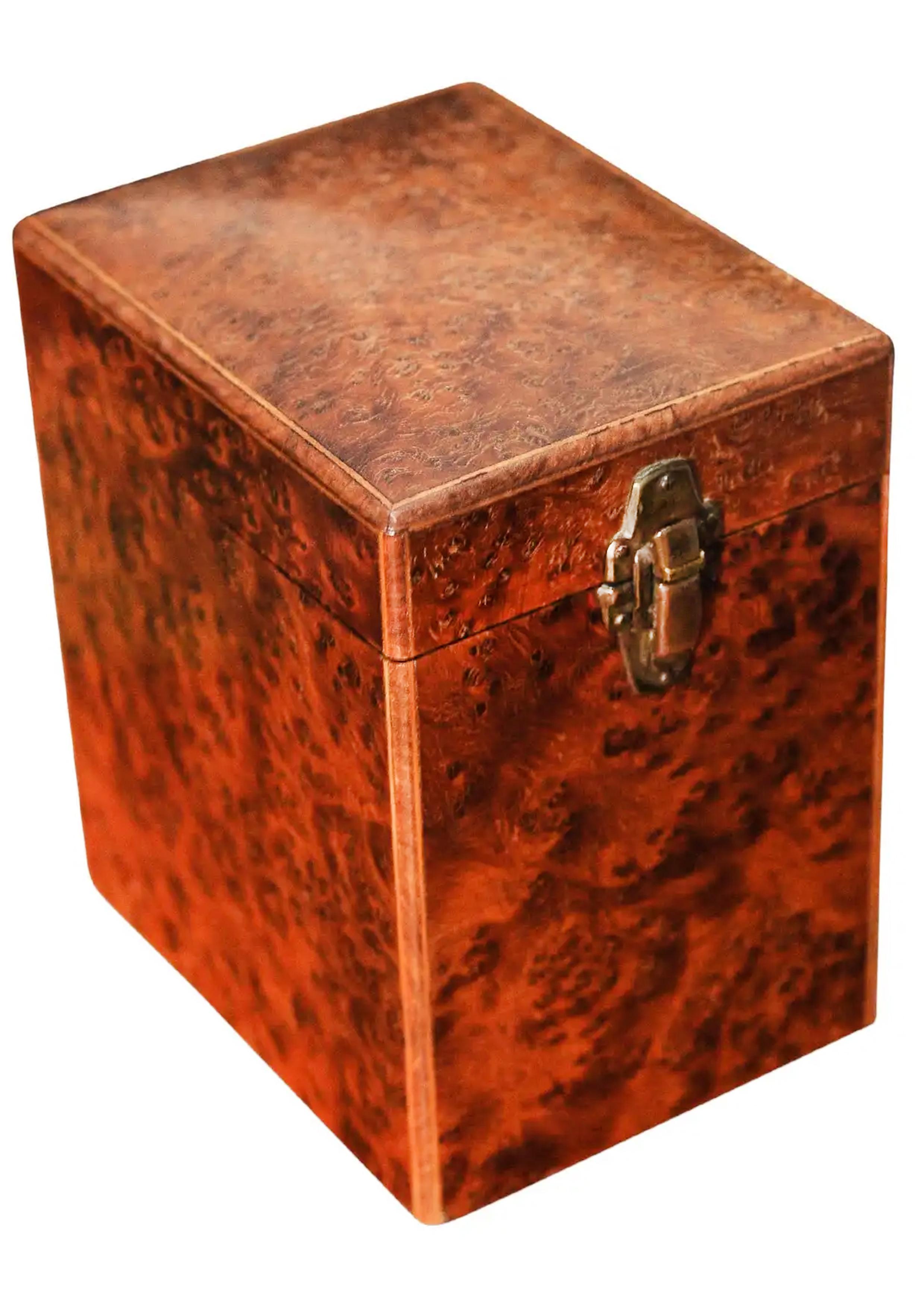 Handmade Victorian Burr Walnut & Inlay Tea Caddy With Brass Hinges In Good Condition For Sale In High Wycombe, GB