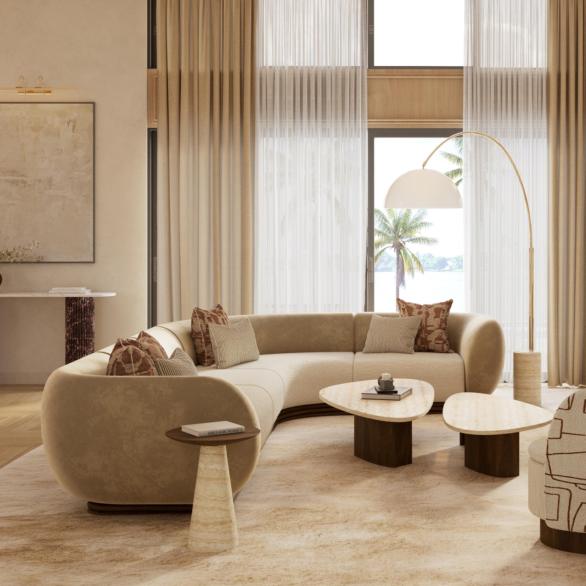 Le canapé sectionnel Vini de Nolita Harbour est un meuble de luxe sophistiqué conçu pour améliorer votre espace de vie avec ses lignes épurées et son artisanat exquis. Ce canapé sectionnel allie une esthétique moderne à un confort exceptionnel, ce