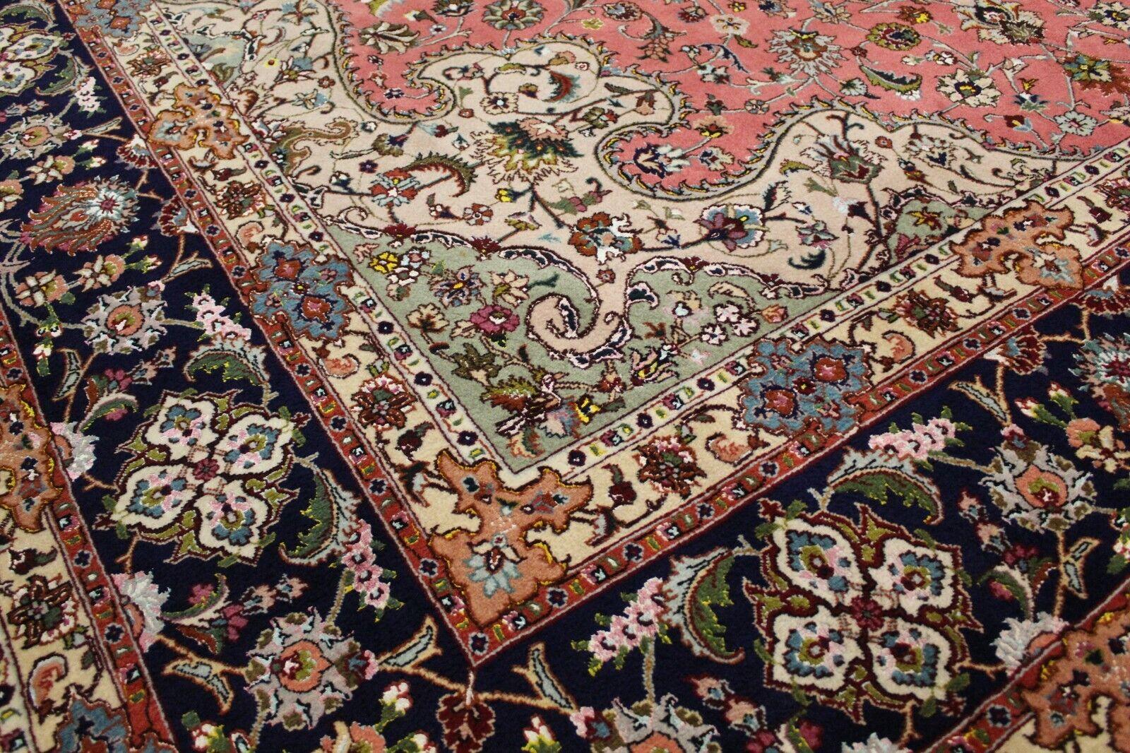 Late 20th Century Handmade Vintage 50 Raj Persian Style Tabriz Silk Rug 8' x 11.8', 1970s - 1K01 For Sale