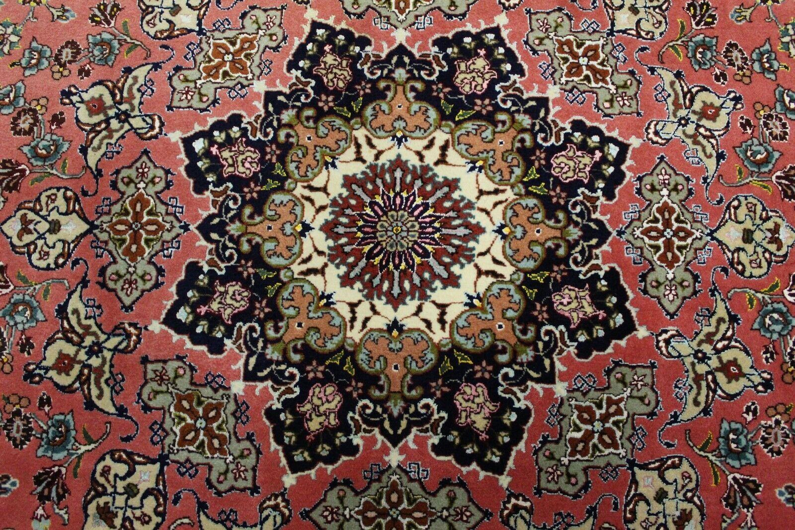 Wool Handmade Vintage 50 Raj Persian Style Tabriz Silk Rug 8' x 11.8', 1970s - 1K01 For Sale