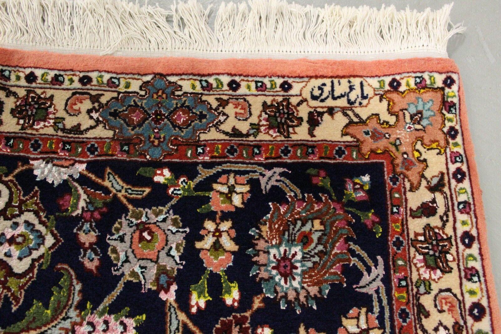 Tapis en soie Tabriz 50 Raj style persan fait main 8' x 11.8', 1970 - 1K01 en vente 1