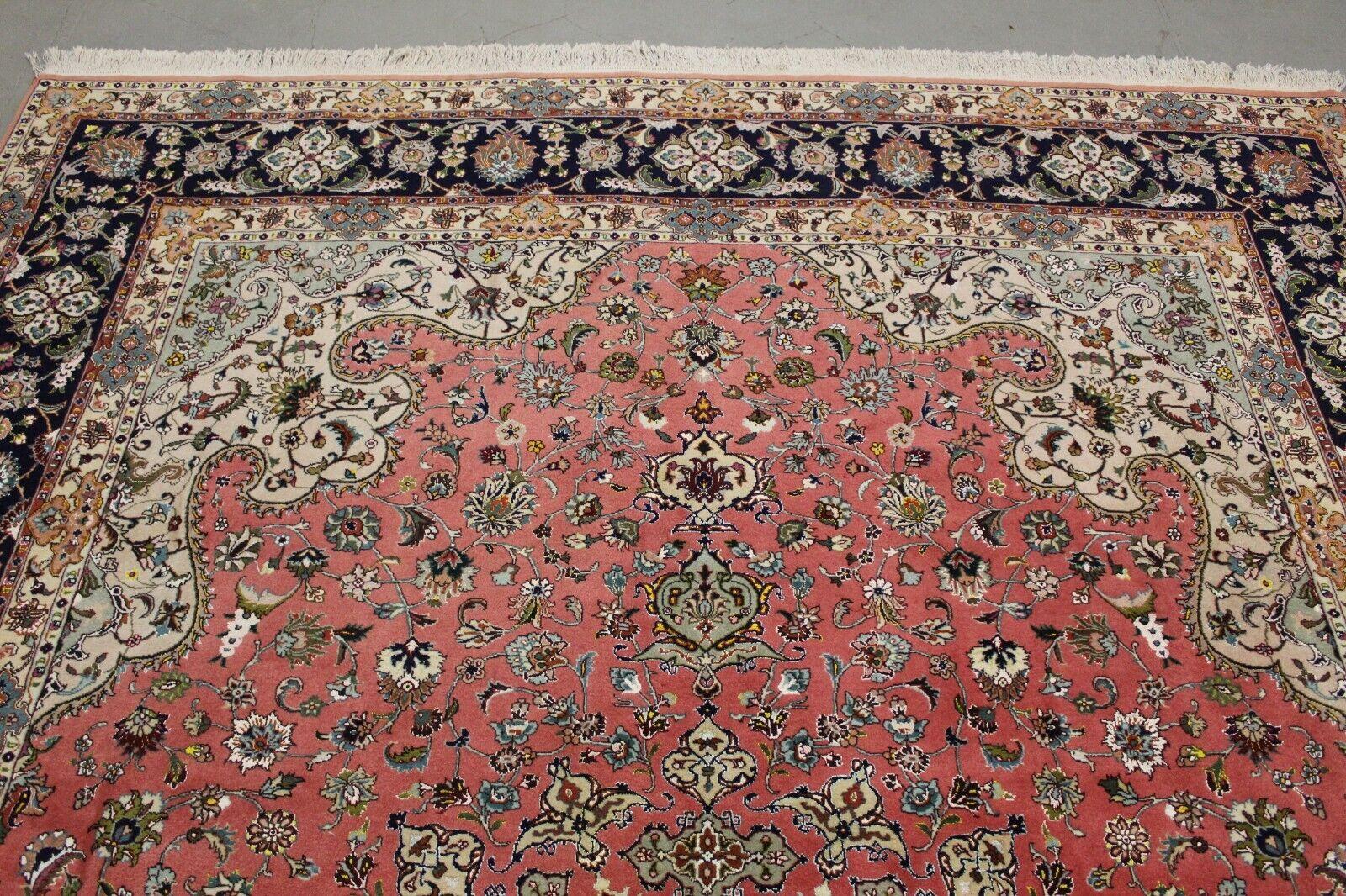 Tapis en soie Tabriz 50 Raj style persan fait main 8' x 11.8', 1970 - 1K01 en vente 4