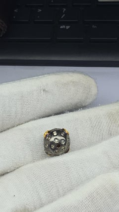 Perles d'espacement vintage faites main en argent sterling 925, ornées d'un diamant à taille antique