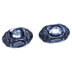 Handmade Vintage 925 Sterling Silver polki diamond Spacer Beads antique cut diam