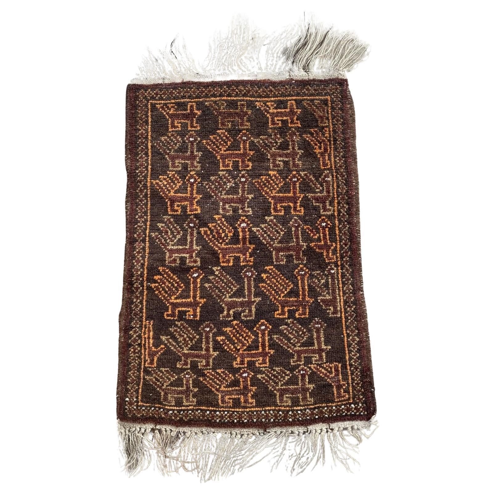 Handgefertigter afghanischer Baluch-Sammlerteppich im Vintage-Stil 1.3' x 2, 1940er Jahre - 1N05