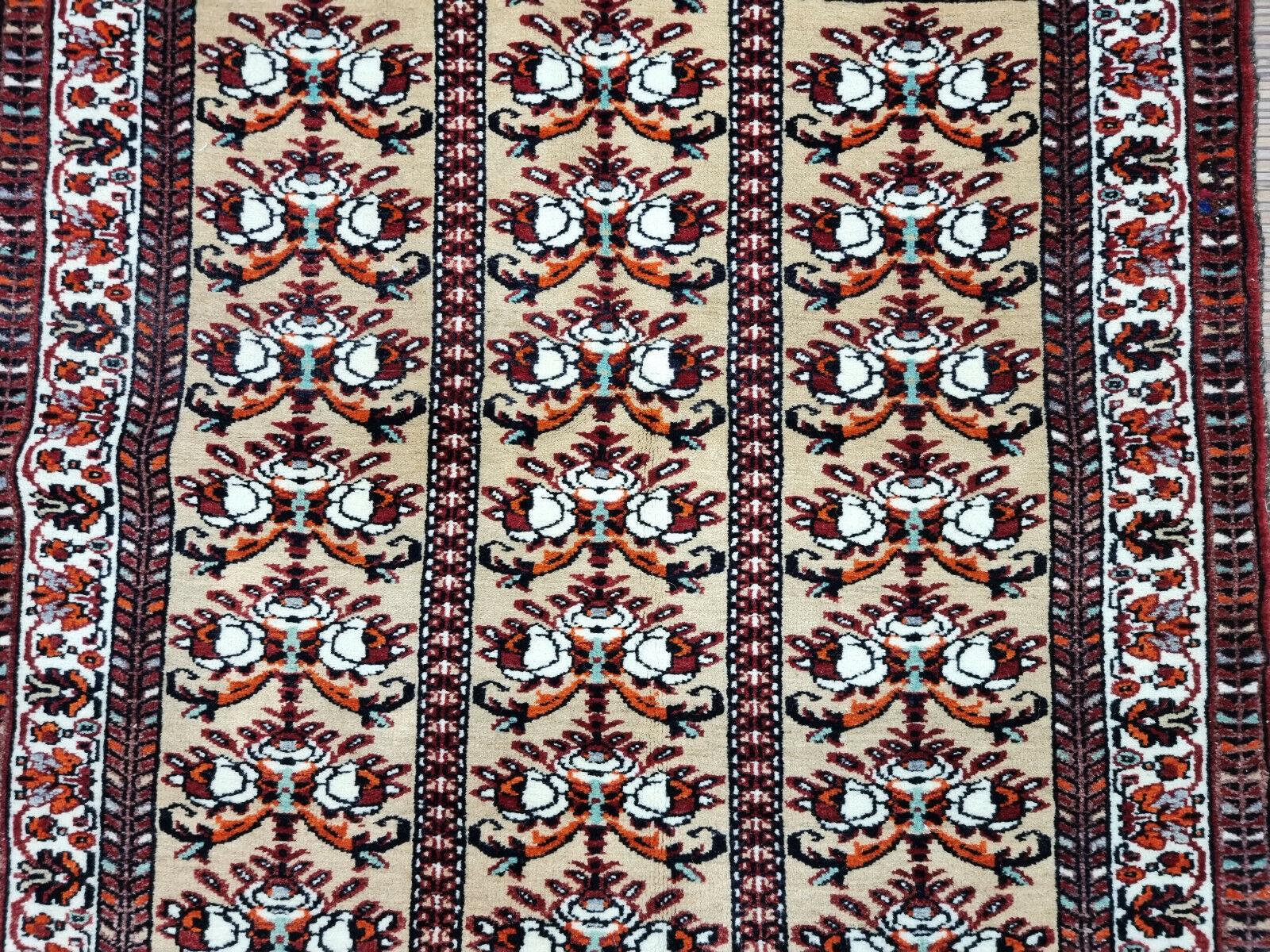 Wool Handmade Vintage Afghan Baluch Prayer Rug 2.4' x 4.7', 1960s - 1D93 For Sale