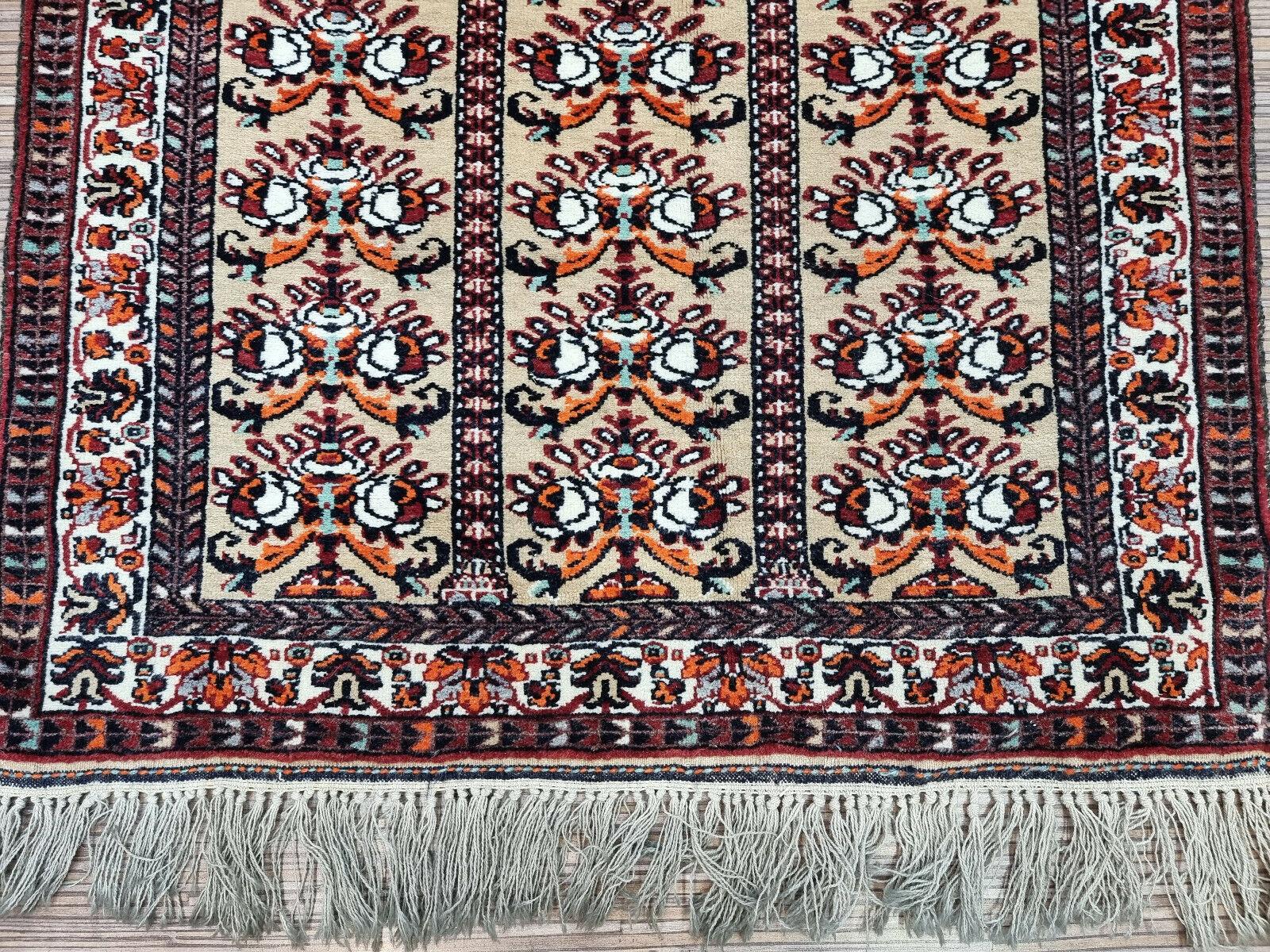 Handmade Vintage Afghan Baluch Prayer Rug 2.4' x 4.7', 1960s - 1D93 For Sale 1