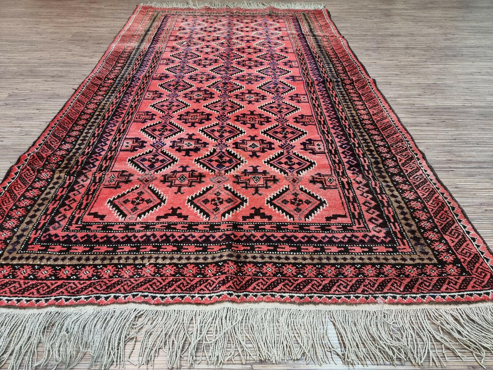 Hand-Knotted Handmade Vintage Afghan Baluch Prayer Rug 2.4' x 4.7', 1960s - 1D94 For Sale